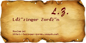Lézinger Zorán névjegykártya
